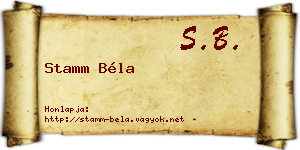 Stamm Béla névjegykártya